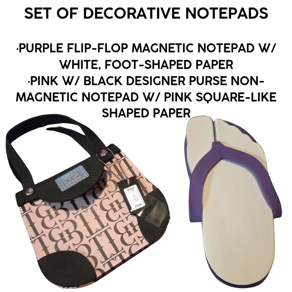 🫟3/$12🫟 Decorative Notepad Set - Flip-Flop and "Designer" Purse Design